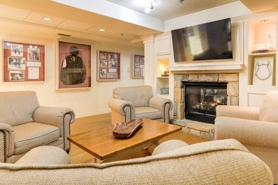 fireplace in lobby