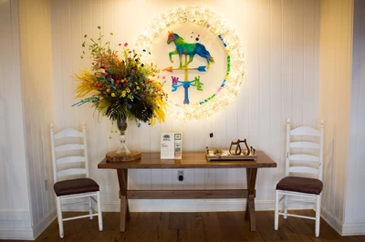 Five Oaks logo above table