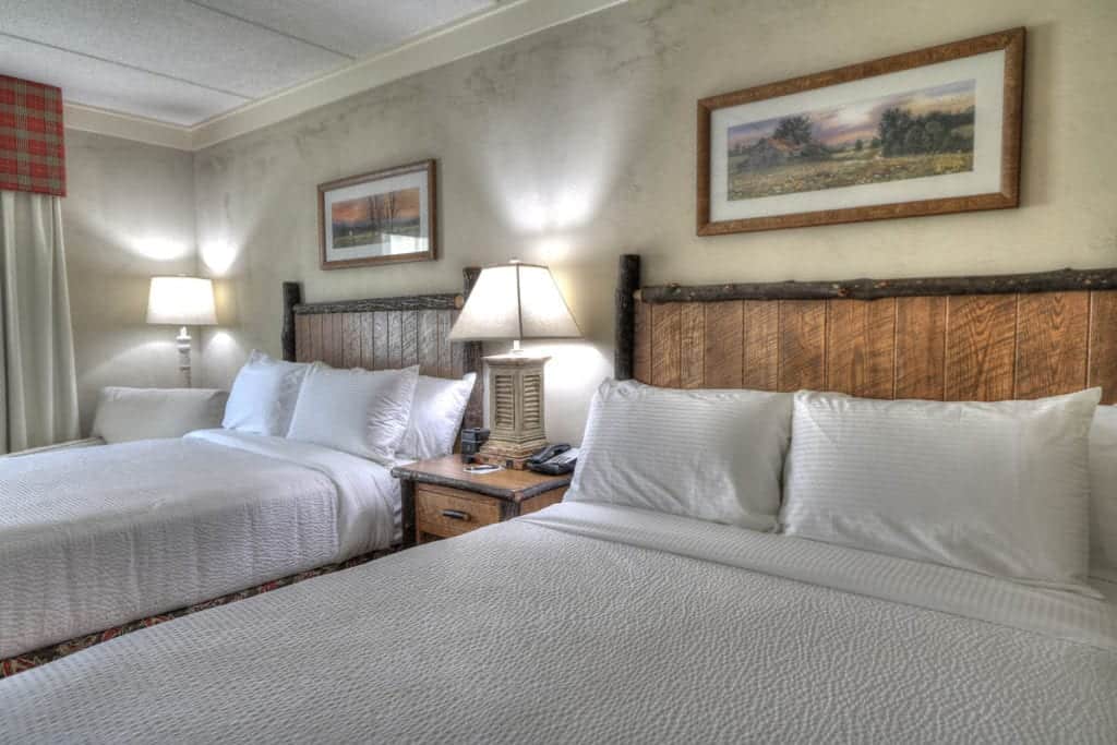 spacious room with two queen beds near Pigeon Forge Tn