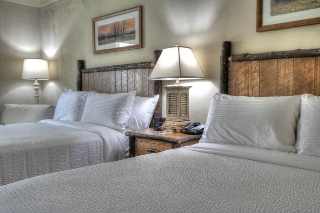 Luxurious room with two queen beds at hotel near Smoky Mountains