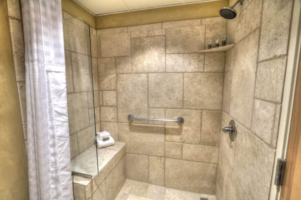 Spacious shower in Sevierville hotel room